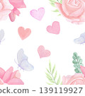 A pattern of green branches and rose 6, done in watercolor. Suitable for textiles, paper, and all types of packaging. 139119927