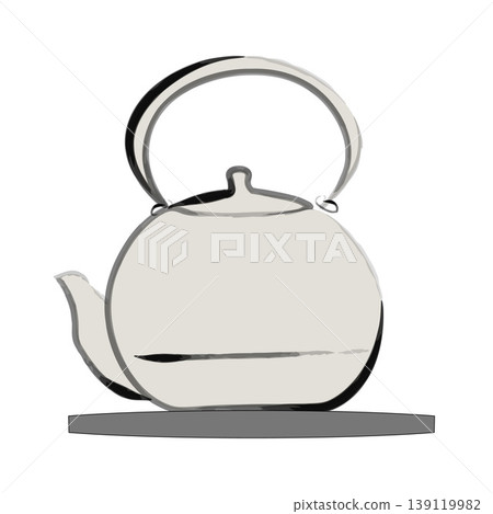 A simple illustration of a teapot drawn with a brush. A simple illustration of a teapot drawn with a brush. 139119982