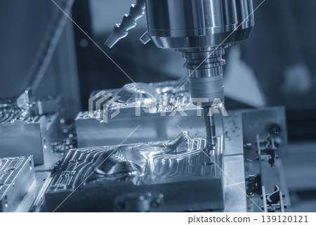 Cinematic small degree rotation of a CNC milling rough cutting process using an indexable tool. 139120121