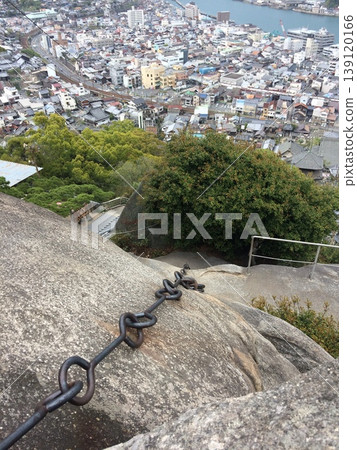 The view of the town and the Seto Inland Sea from Kusariyama (Kusariyama, Kusariba, Ishizuchi-san) near Senkoji Temple in Onomichi. The view of the town and the Seto Inland Sea from Kusariyama (Kusariyama, Kusariba, Ishizuchi-san) near Senkoji Temple in Onomichi. 139120166