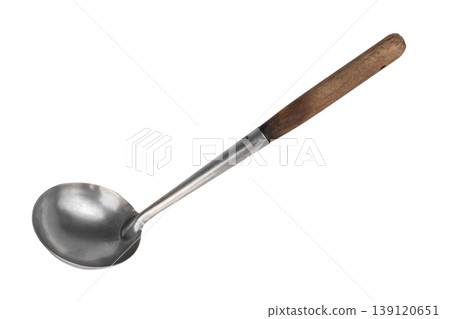 Soup ladle isolated on white background wood Soup ladle isolated on white background wood 139120651