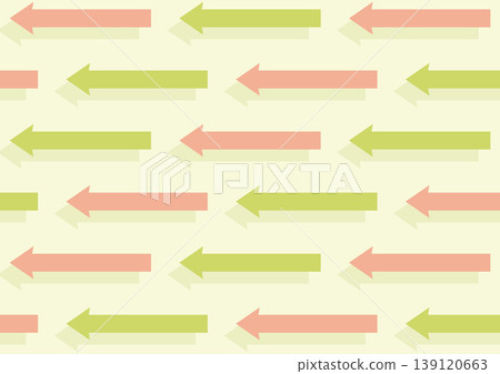 A design featuring two long, regularly spaced arrows (pink and light green) pointing to the left. A design featuring two long, regularly spaced arrows (pink and light green) pointing to the left. 139120663