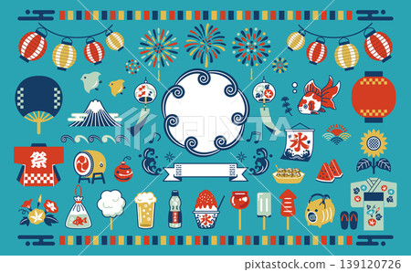 Summer Festival Design Material Set: Japanese-style Illustrations Summer Festival Design Material Set: Japanese-style Illustrations 139120726