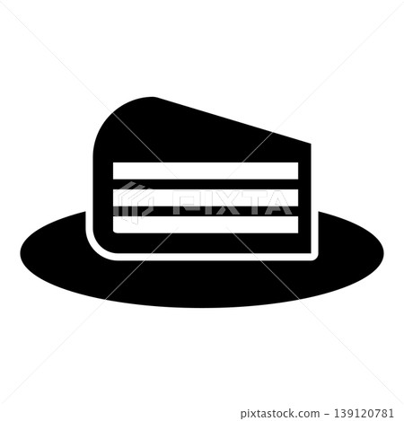 Piece of cake slice on dish icon black color vector illustration image flat style Piece of cake slice on dish icon black color vector illustration image flat style 139120781