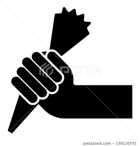 Pastry bag in hand for extraction cream squeeze icing icon black color vector illustration image flat style Pastry bag in hand for extraction cream squeeze icing icon black color vector illustration image flat style 139120791
