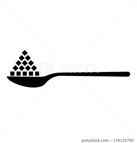 Spoon with sugar salt cubes icon black color vector illustration image flat style Spoon with sugar salt cubes icon black color vector illustration image flat style 139120793