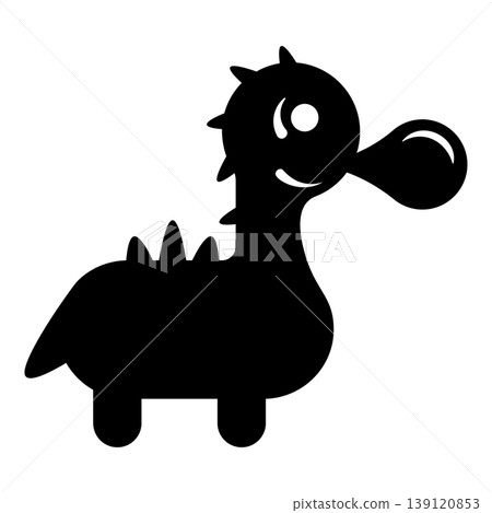 Bubble gum blowing cute dinosaur icon black color vector illustration image flat style Bubble gum blowing cute dinosaur icon black color vector illustration image flat style 139120853