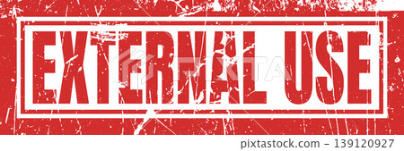 Grunge red external use word rubber stamp seal on white background. 139120927