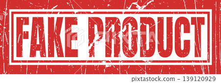 Grunge red fake product word rubber stamp seal on white background. Grunge red fake product word rubber stamp seal on white background. 139120929