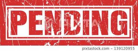 Pending stamp with red distressed background showing status awaiting confirmation. Pending stamp with red distressed background showing status awaiting confirmation. 139120955