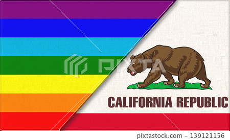 Flags of LGBT and California. LGBT and Arizona. Symbol of sexual minorities Flags of LGBT and California. LGBT and Arizona. Symbol of sexual minorities 139121156