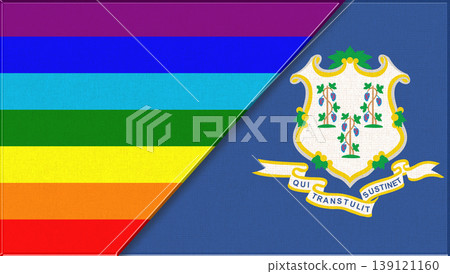 Flags of LGBT and Connecticut. LGBT and Connecticut state. sexual minorities 139121160