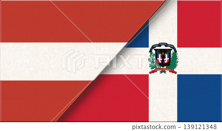 Austria and Dominican Republic Combined Flags Partnership Illustration 139121348