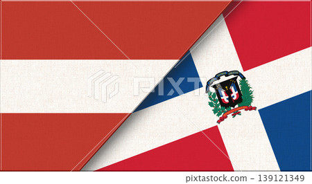 Double Flag of Austria and Dominican Republic. Austrian and Dominican flags Double Flag of Austria and Dominican Republic. Austrian and Dominican flags 139121349