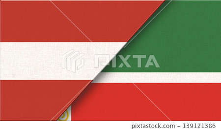 Double Flag of Austria and Chechnya. Austrian and Chechen National flags Double Flag of Austria and Chechnya. Austrian and Chechen National flags 139121386