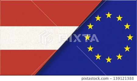 Austria and European Union Flags Side by Side Concept Austria and European Union Flags Side by Side Concept 139121388