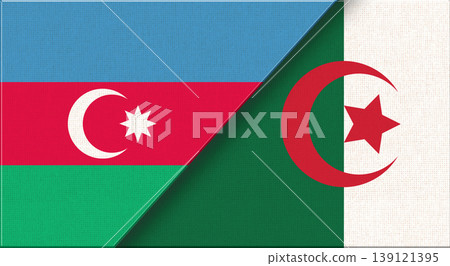Azerbaijan and Algeria flags together for diplomacy and sport Azerbaijan and Algeria flags together for diplomacy and sport 139121395