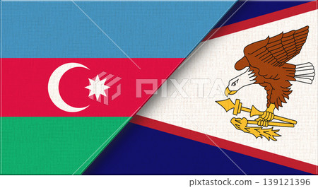 Azerbaijan and American Samoa flags: sport and diplomacy. Double flag Azerbaijan and American Samoa flags: sport and diplomacy. Double flag 139121396