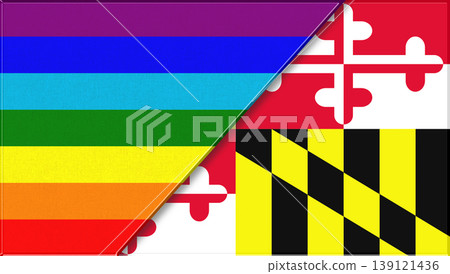 Double flag illustration combining Maryland state design with LGBT pride colors Double flag illustration combining Maryland state design with LGBT pride colors 139121436