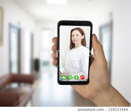 videoconference and online consultation with a doctor. Video chat with a doctor online by phone videoconference and online consultation with a doctor. Video chat with a doctor online by phone 139121484