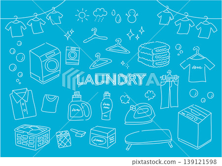 A set of hand-drawn illustrations related to laundry. A set of hand-drawn illustrations related to laundry. 139121598