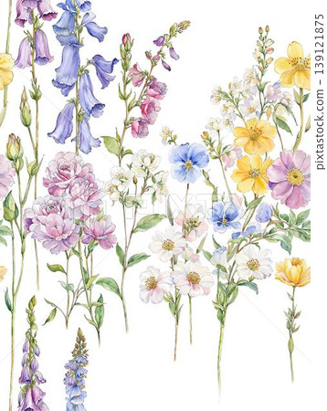 Collection of dreamy watercolor floral and whimsical seamless patterns in pastel tones Collection of dreamy watercolor floral and whimsical seamless patterns in pastel tones 139121875