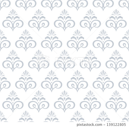 Flower geometric pattern. Seamless vector background. White and gray ornament Flower geometric pattern. Seamless vector background. White and gray ornament 139122805