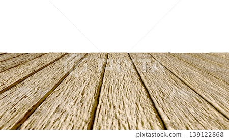 Perspective view of a flat wooden surface with a pronounced texture and annual rings. 139122868