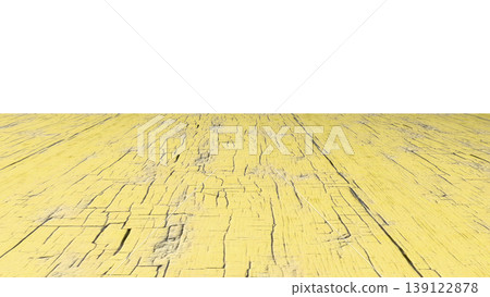 Perspective view of a flat wooden surface with a pronounced texture and annual rings. 139122878