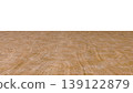 Perspective view of a flat wooden surface with a pronounced texture and annual rings. 139122879