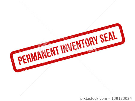 Textured rectangular stamp featuring Permanent Inventory Seal for stock management and secure asset tracking documentation Textured rectangular stamp featuring Permanent Inventory Seal for stock management and secure asset tracking documentation 139123024