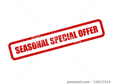 Textured red rubber stamp graphic illustrating a seasonal special offer for discounts and limited promotions Textured red rubber stamp graphic illustrating a seasonal special offer for discounts and limited promotions 139123314
