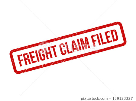 Textured red rubber stamp impression stating FREIGHT CLAIM FILED for official document processing and logistical records 139123327