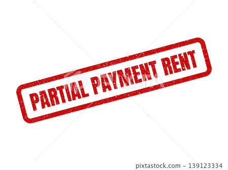Textured red rubber stamp indicating a partial payment specifically for rent in a property agreement 139123334