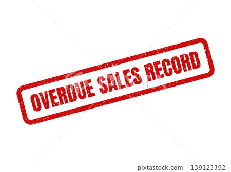 Textured red stamp showing an overdue sales record indicator for business analytics and financial reporting Textured red stamp showing an overdue sales record indicator for business analytics and financial reporting 139123392