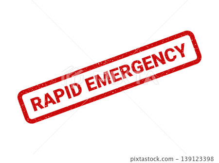 Textured red stamp sign indicating a rapid emergency situation requiring immediate and urgent response Textured red stamp sign indicating a rapid emergency situation requiring immediate and urgent response 139123398