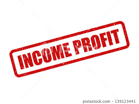 Textured rubber stamp impression with clear income profit text indicating financial gain Textured rubber stamp impression with clear income profit text indicating financial gain 139123441