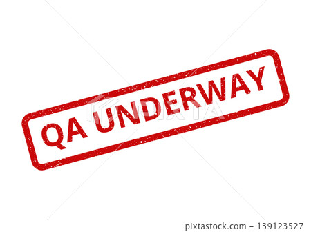 This textured rubber stamp impression shows the phrase QA UNDERWAY, signifying an ongoing review process This textured rubber stamp impression shows the phrase QA UNDERWAY, signifying an ongoing review process 139123527