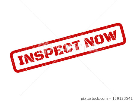 Urgent distressed rubber stamp with INSPECT NOW text, encouraging immediate quality assessment or prompt review action Urgent distressed rubber stamp with INSPECT NOW text, encouraging immediate quality assessment or prompt review action 139123541