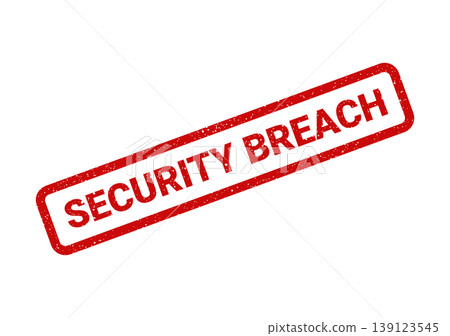 Urgent red grunge rubber stamp icon signifying a detected security breach or data compromise 139123545