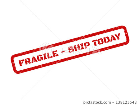 Urgent red rectangular grunge stamp with FRAGILE SHIP TODAY text for express delivery packaging Urgent red rectangular grunge stamp with FRAGILE SHIP TODAY text for express delivery packaging 139123548