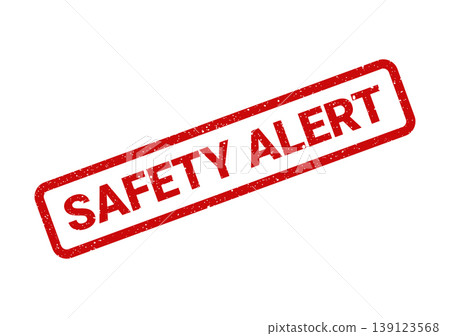 Vector image of a rectangular rubber stamp featuring the words SAFETY ALERT with a distinctive grunge texture overlay Vector image of a rectangular rubber stamp featuring the words SAFETY ALERT with a distinctive grunge texture overlay 139123568