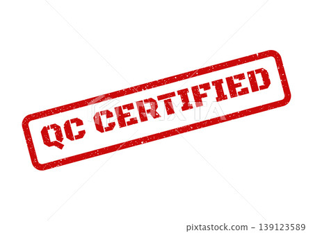 Vibrant red grunge style rubber stamp signifying quality control certification, suitable for official product verification Vibrant red grunge style rubber stamp signifying quality control certification, suitable for official product verification 139123589