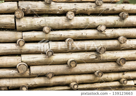 Rustic Weathered Wooden Log Wall Background Texture Rustic Weathered Wooden Log Wall Background Texture 139123663