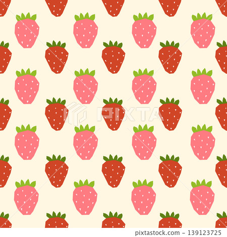 Minimalist seamless pattern featuring repeated flat strawberry shapes 139123725