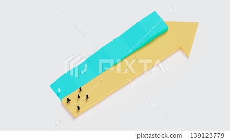 Concept of business direction and decision making showing group following upward path while individual takes different route, leadership, strategy, and success planning metaphor 139123779