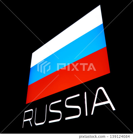 Russia flag on black isolated 139124084