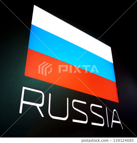 Russia flag on black isolated Russia flag on black isolated 139124085