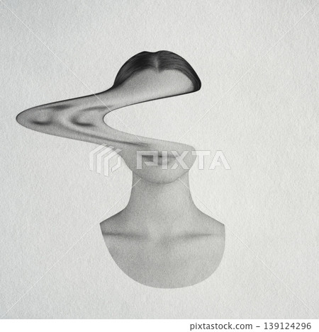 Woman's face stretching and melting, identity concept Woman's face stretching and melting, identity concept 139124296
