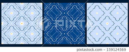 Flower spring and cute pattern with seamless kawaii floral frame. Heart motif for patchwork background pink print and ornament. Plaid and tiny details suitable for holiday. 139124369